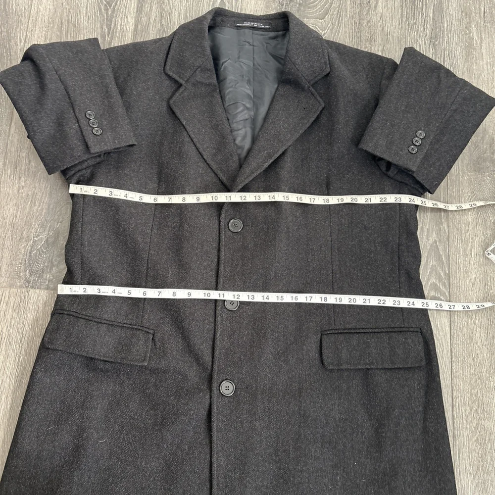Gordon Thomas Mens 100% Virgin Wool Overcoat 48R? XXL? Charcoal Gray Long Coat B
